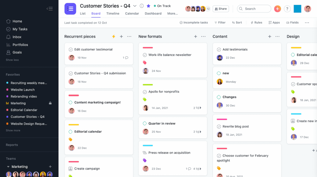 Asana Board View