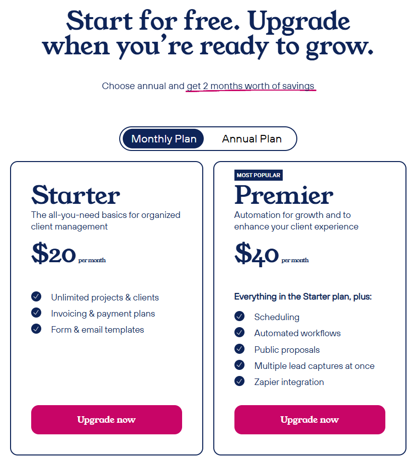 Dubsado Pricing