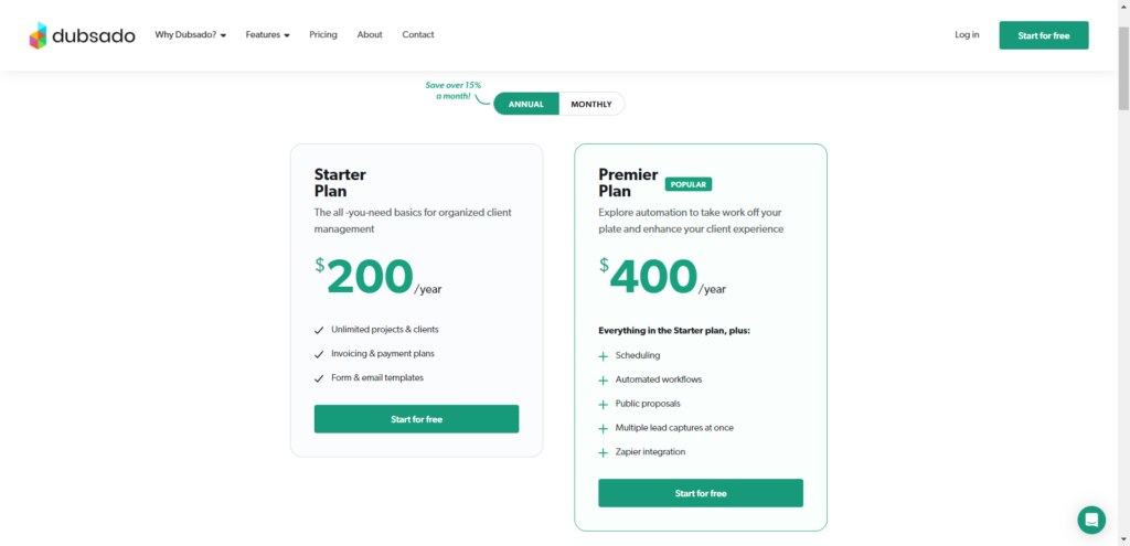 Dubsado Pricing