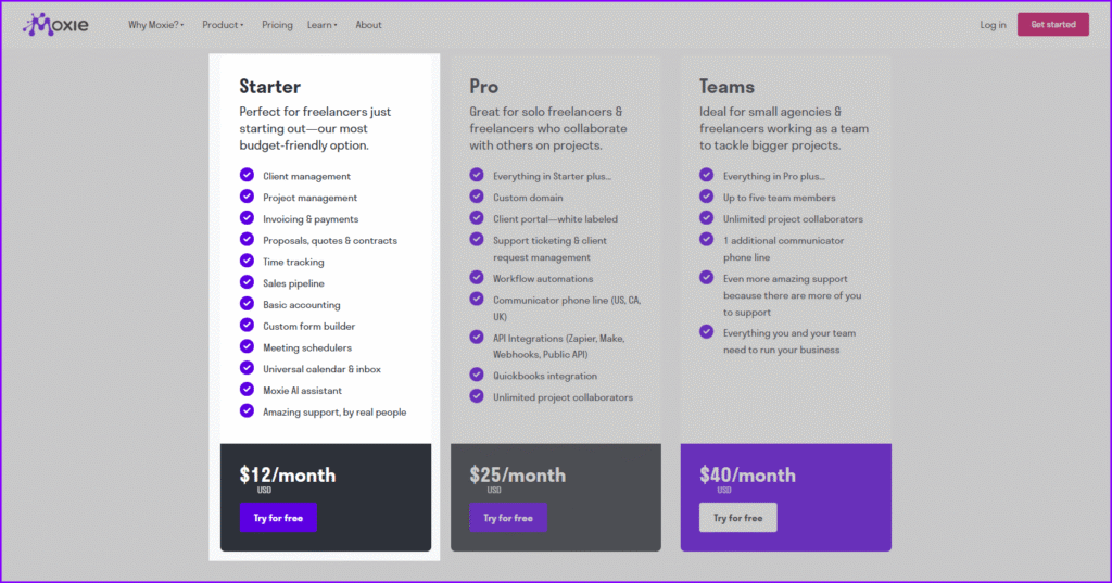 Moxie Startter plan