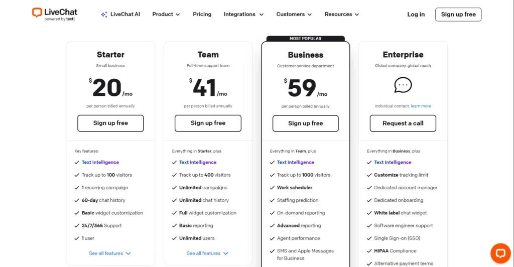 Livechat Pricing