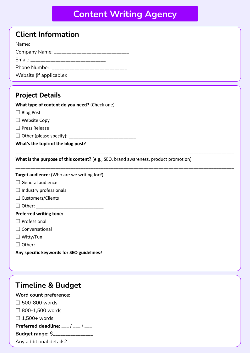 Content Writing Agency