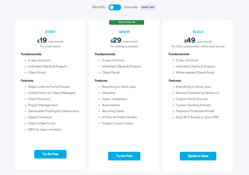 Motion io Pricing