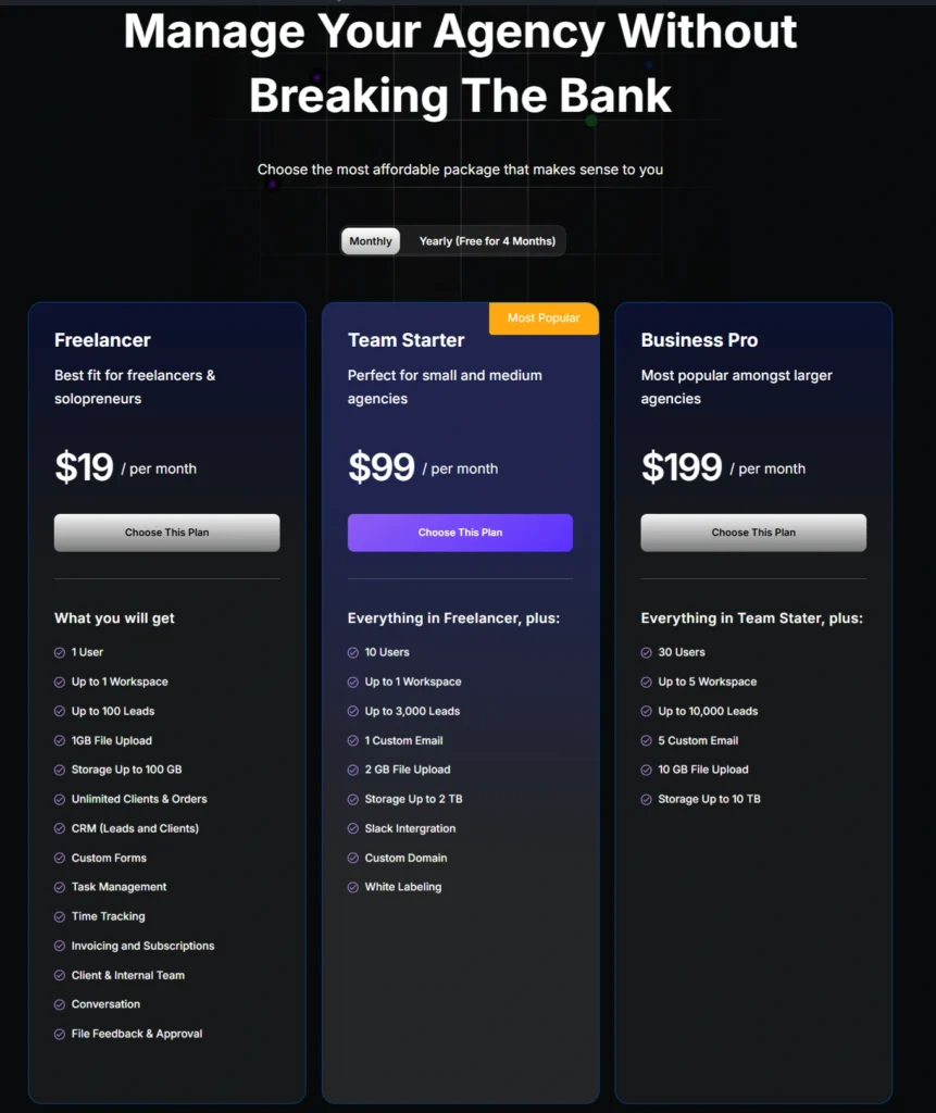 Agency Handy Pricing plans