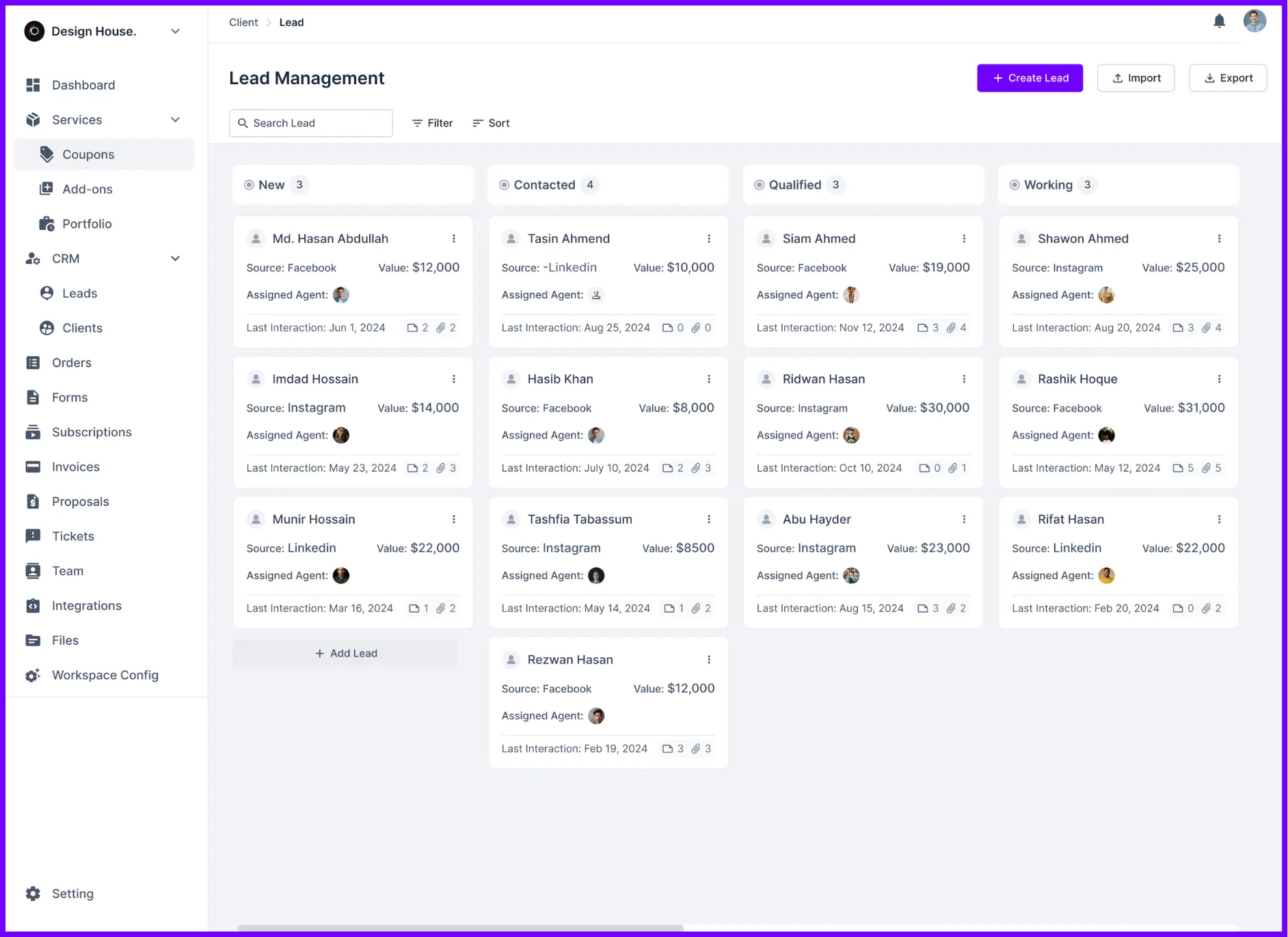 Lead Management Kanban