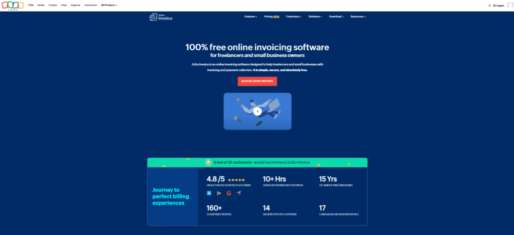 Zoho Invoice Home