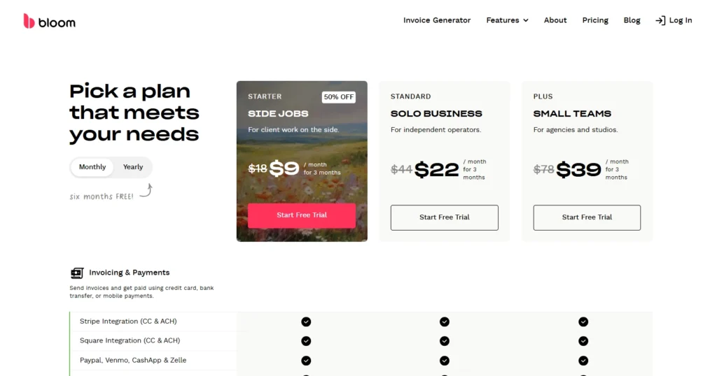 Bloom Pricing