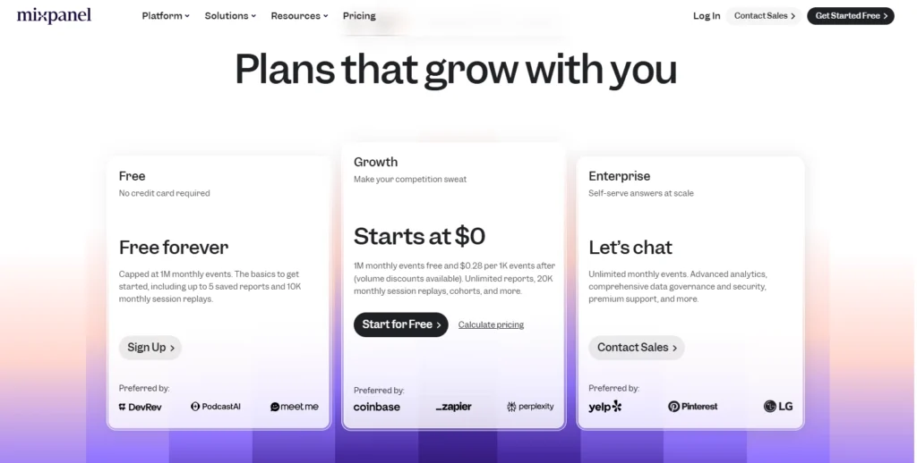 Mixpanel pricing