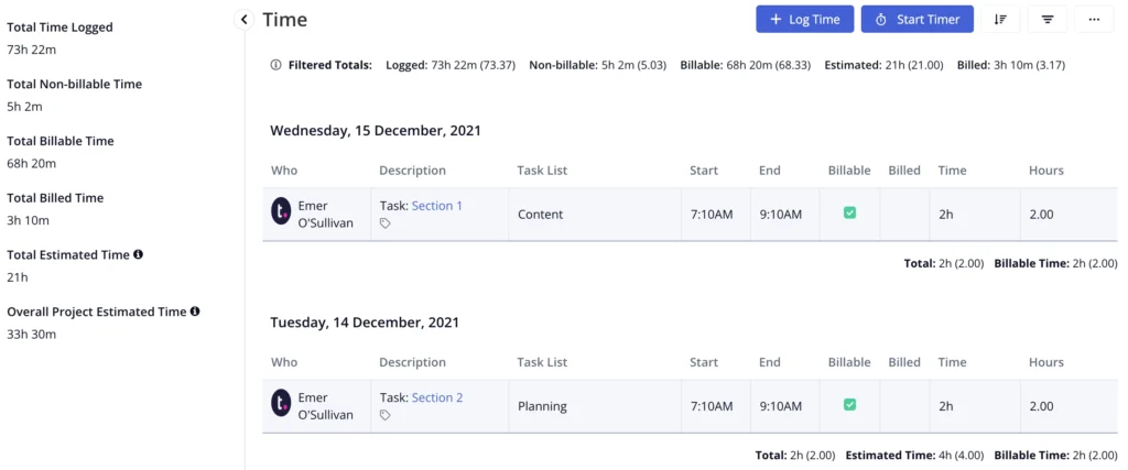 Teamwork Time Tracking